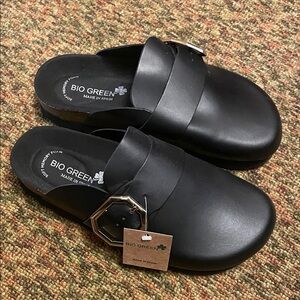NWT Black Leather Clogs Bio Green EU Size 37 - Womens size 6